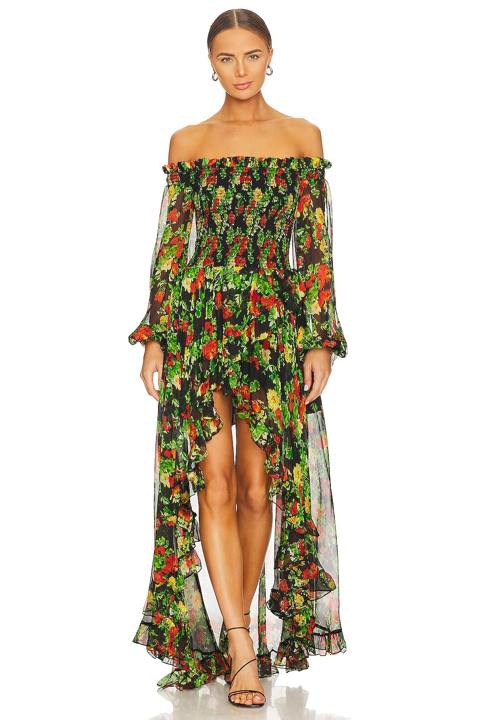 

Платье CAROLINE CONSTAS Ambrossia Gown, цвет Yellow Red Noir Floral