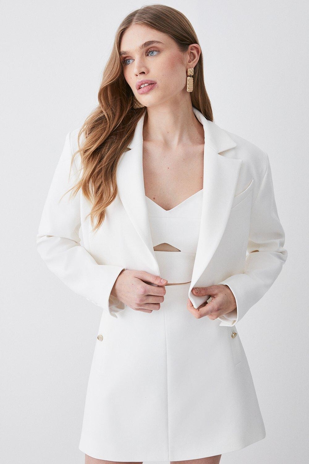 

Компактная укороченная куртка эластичного кроя Karen Millen, белый