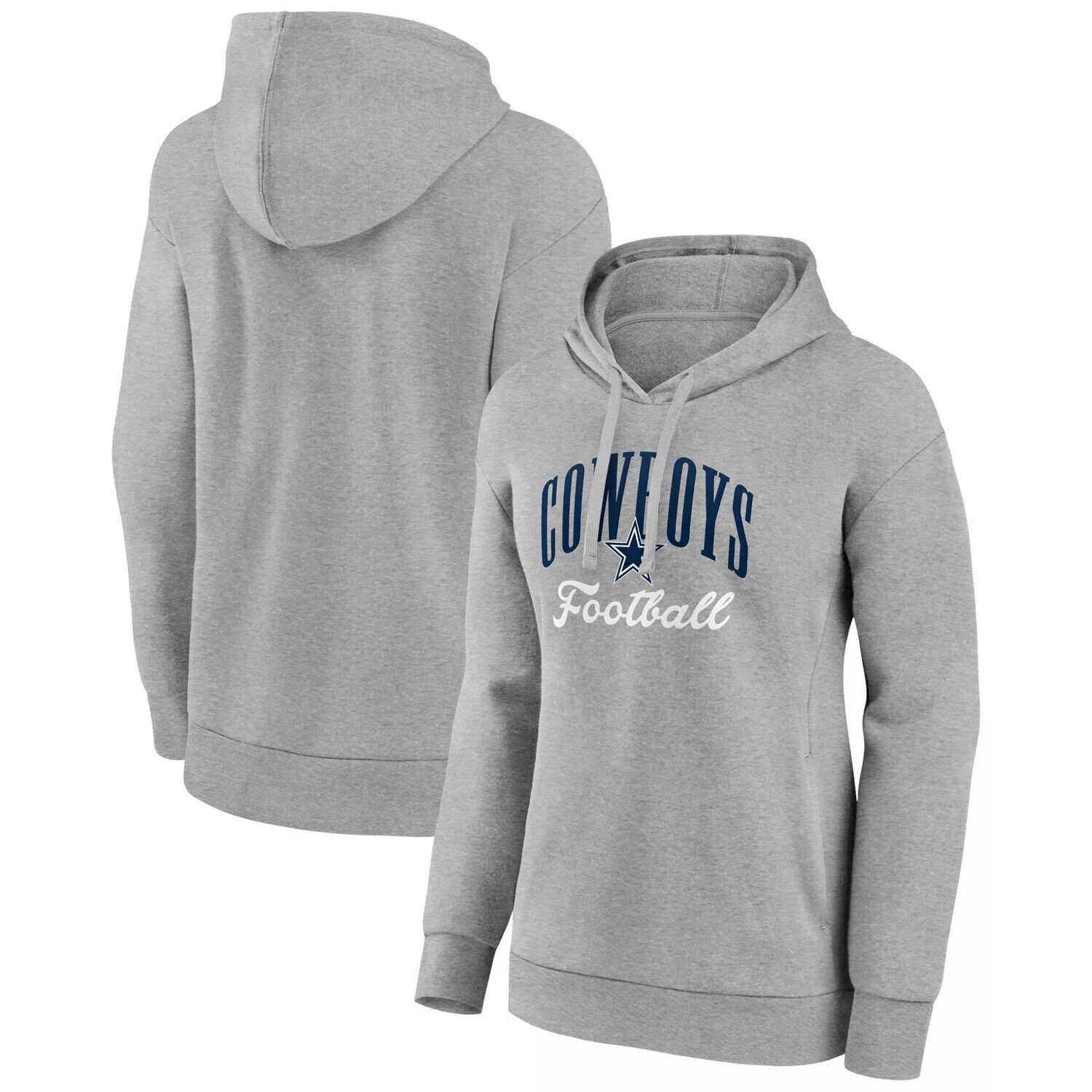 

Женский пуловер с капюшоном и логотипом команды Fanatics Heather Grey Dallas Cowboys с логотипом Victory Script Fanatics