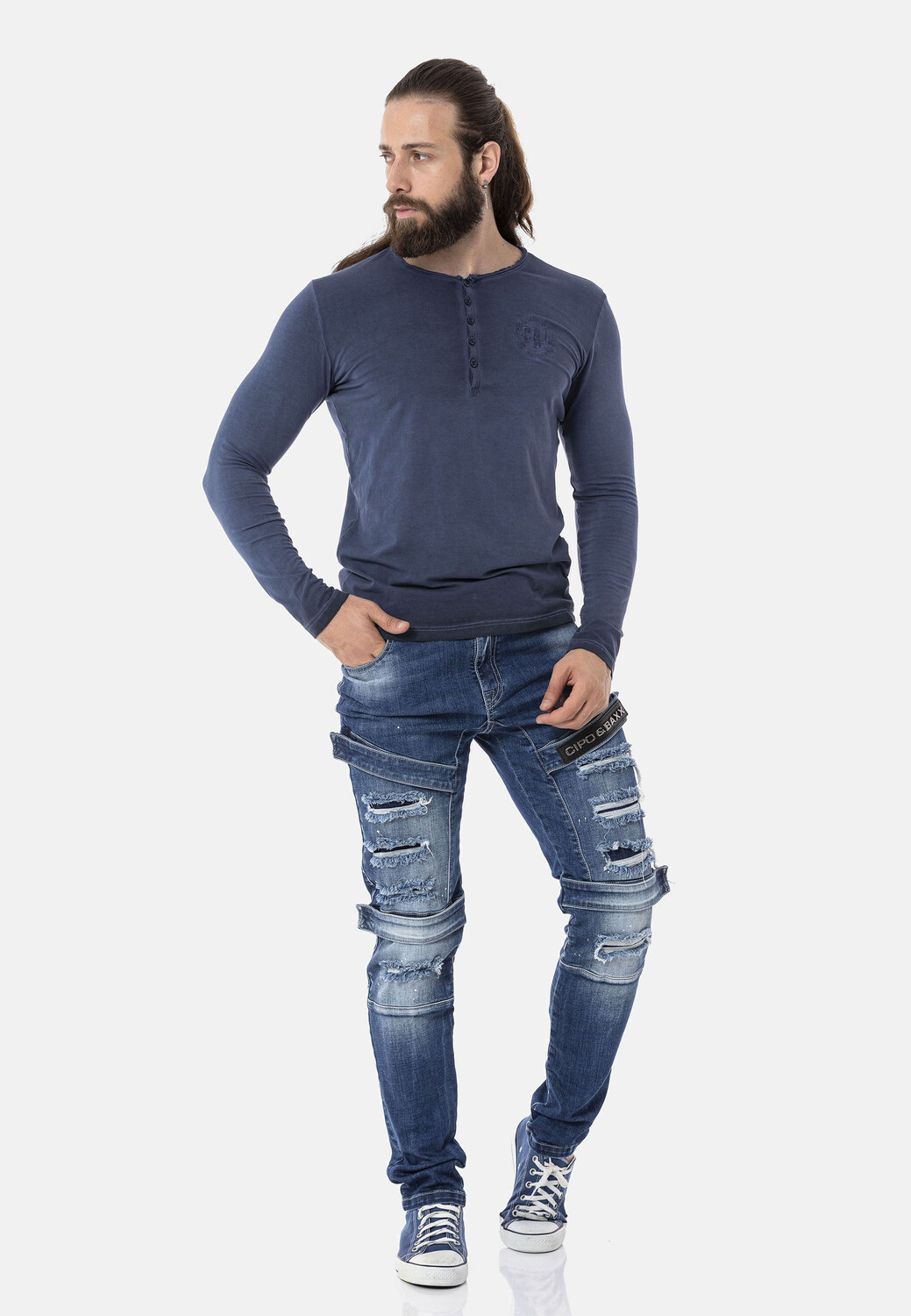 

Лонгслив Cipo & Baxx Langarmshirt, синий