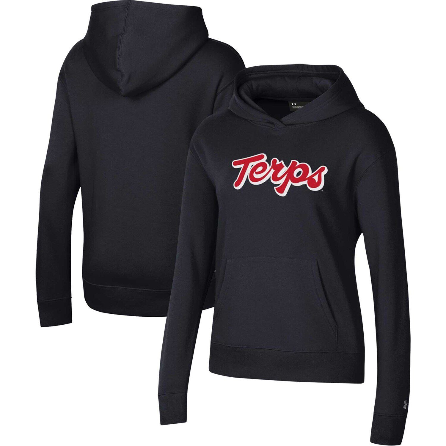 

Женский пуловер с капюшоном Under Armour Black Maryland Terrapins Script на весь день Under Armour