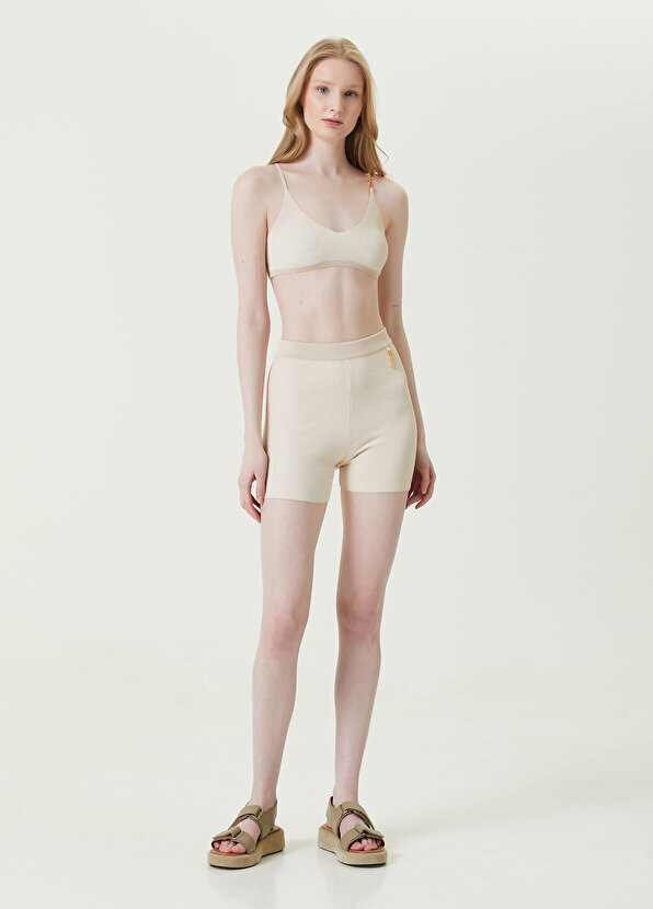 

Бежевые шорты с высокой талией Jacquemus