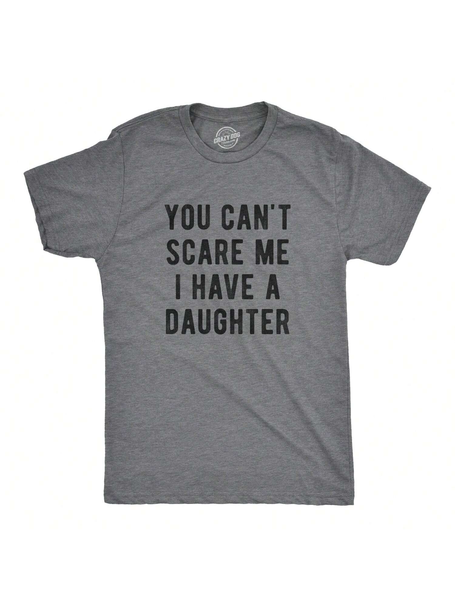 Мужская футболка «Ты не напугаешь меня, темная хизер грей — дочь