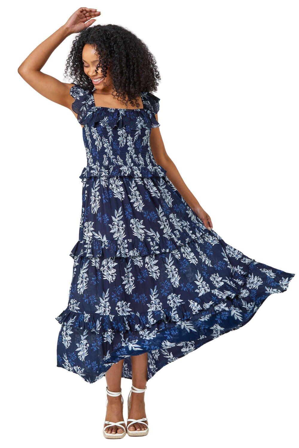 

Миниатюрное многоуровневое платье макси с цветочным принтом Roman, синий, Черный, Миниатюрное многоуровневое платье макси с цветочным принтом Roman, синий