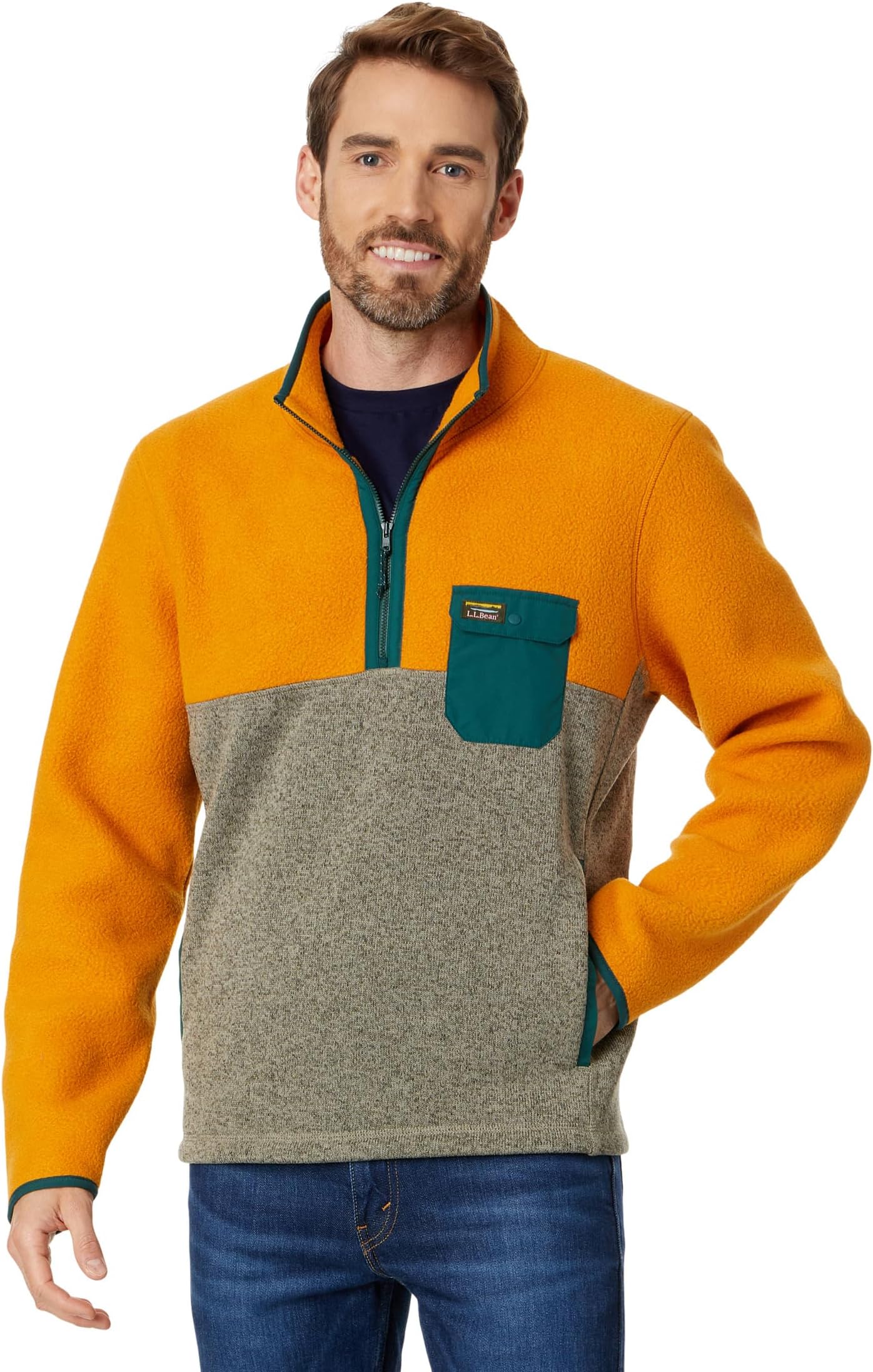 Куртка Sweater Fleece Sherpa Hybrid Pullover L.L.Bean, цвет Rustic Copper/Eucalyptus куртка sweater fleece sherpa hybrid pullover l l bean цвет forest shade dark hunter