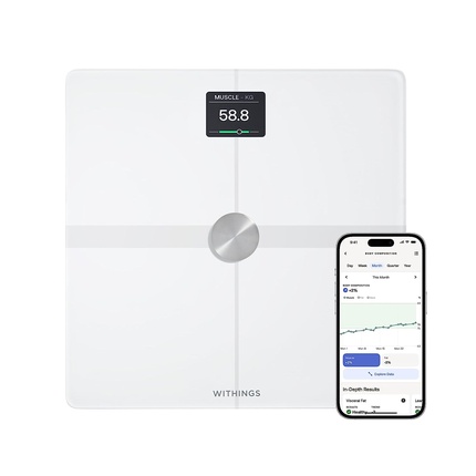 

Точные весы Withings Body Smart для измерения веса тела и процента жира, цифровые весы для ванной комнаты с Wi-Fi и Bluetooth, белые