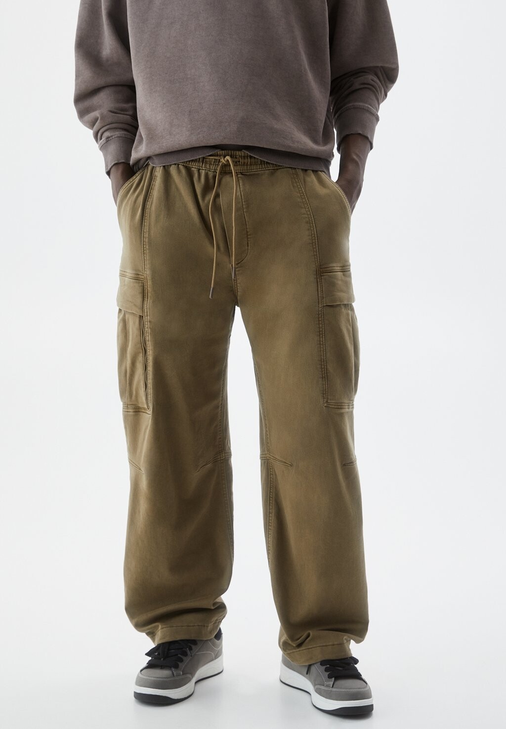 

Брюки-карго Wide-Leg And Pockets-Jogger PULL&BEAR, хаки