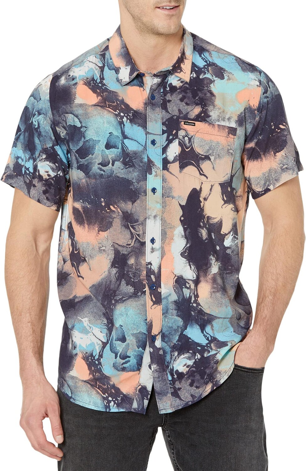 

Рубашка Skulli Print Short Sleeve Woven Volcom, темно-синий