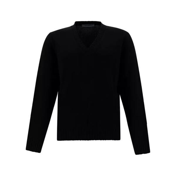 

Свитер sweater with v neck and ribbed trims in wool Gaudenzi, черный