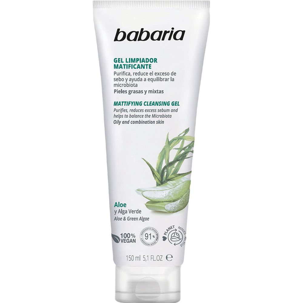Очищающий гель для лица Aloe vera gel limpiador facial matificante Babaria, 150 мл
