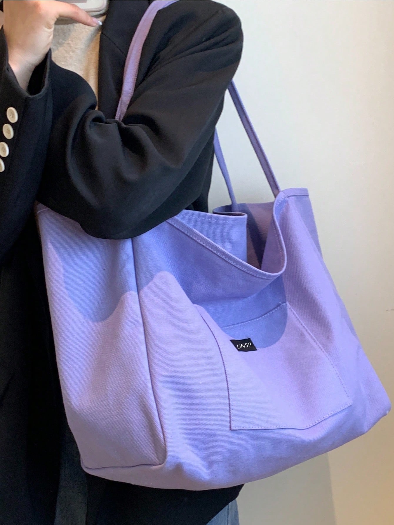 Женская однотонная модная парусиновая сумка для покупок на одно плечо, фиолетовый фиолетовый