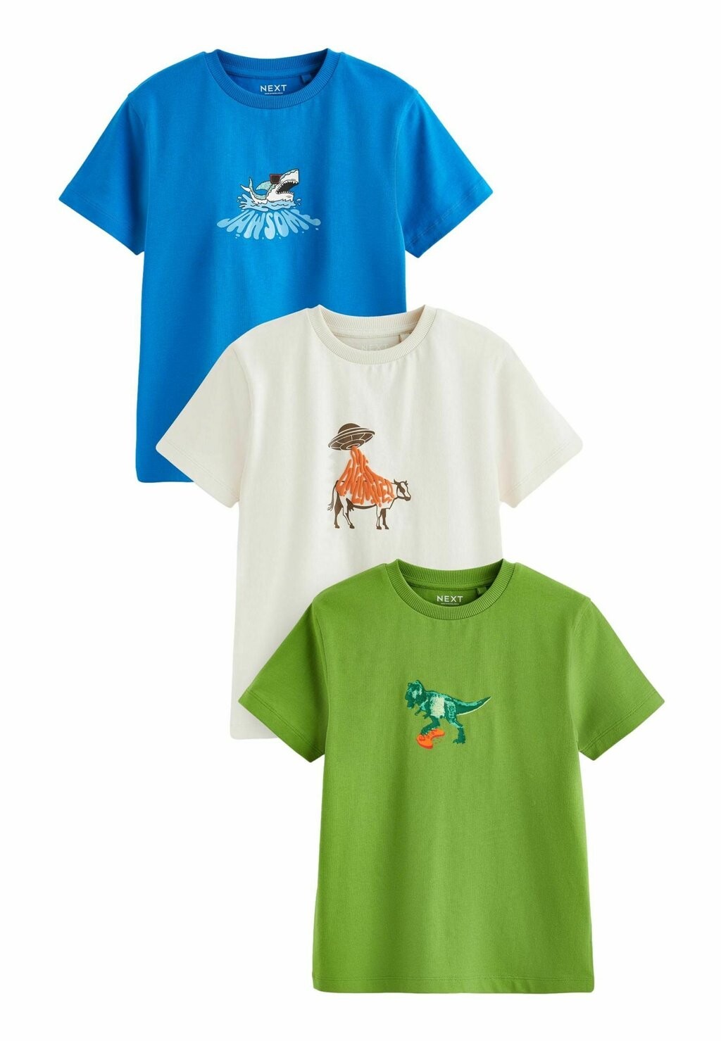 

Футболка с принтом SHORT SLEEVE GRAPHIC 3 PACK STANDARD Next, цвет blue cream green multi