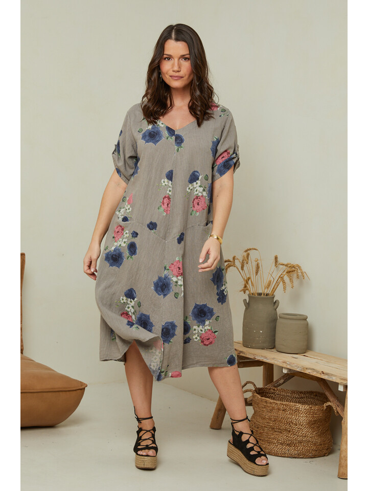 

Платье Curvy Lady Leinen, цвет Taupe/Bunt