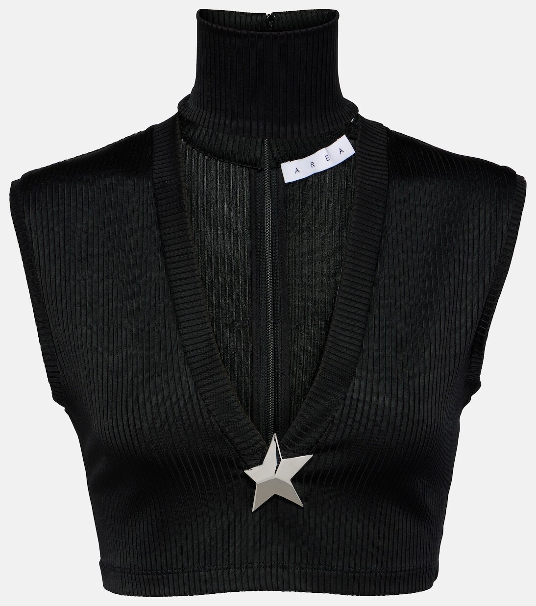 

Укороченный топ star stud в рубчик Area, черный