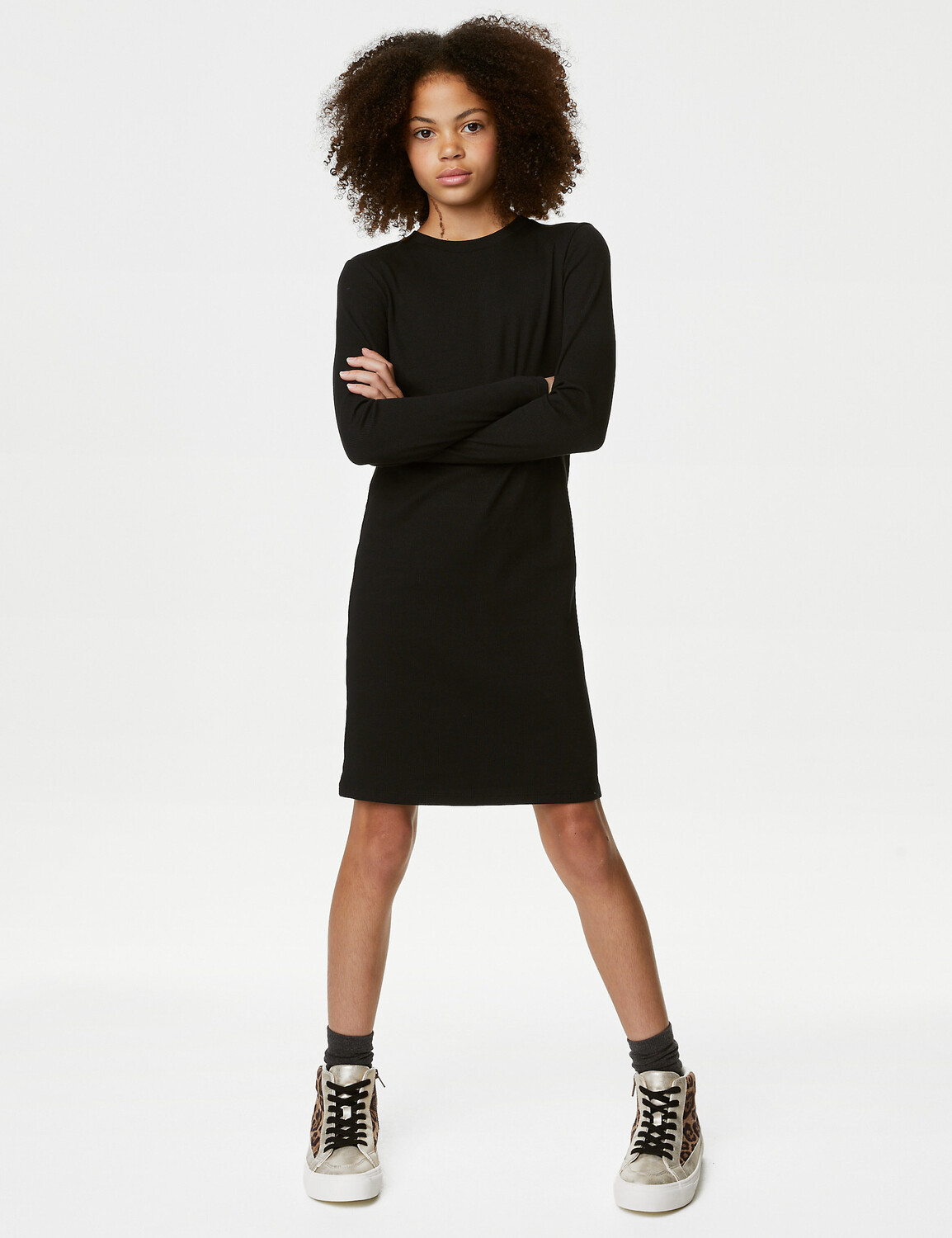 

Платье в рубчик из хлопка (6–16 лет) Marks & Spencer, коричневый