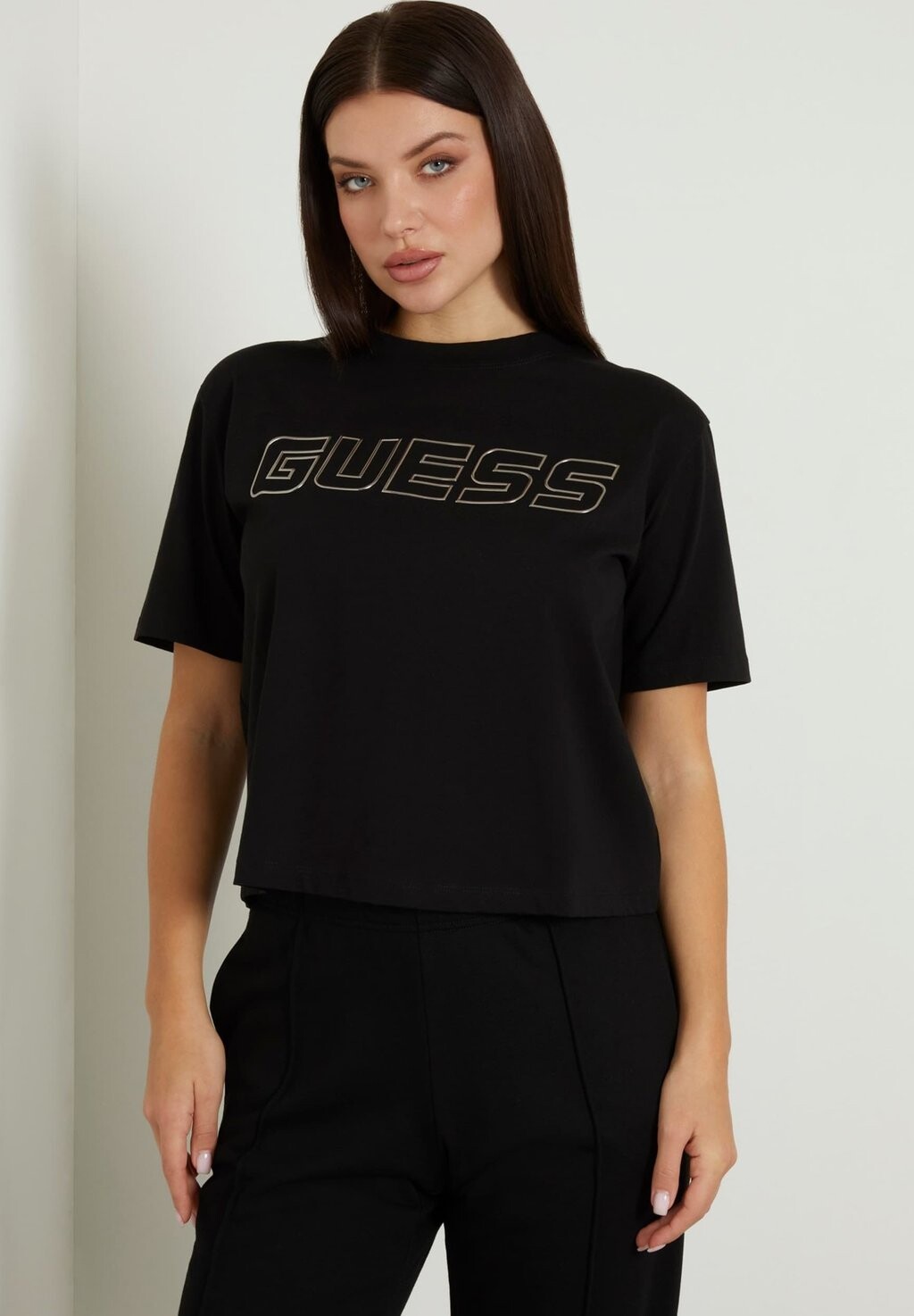 

Футболка с принтом FRONTLOGO Guess, цвет schwarz