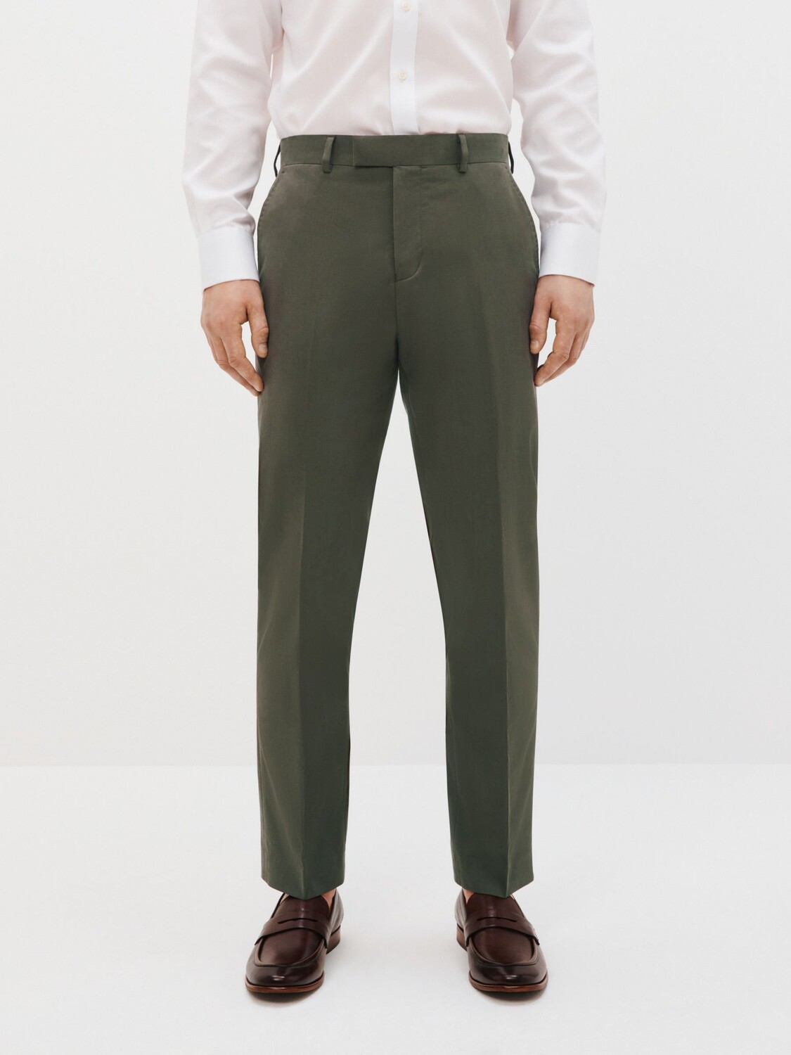 

Костюмные брюки стандартного кроя из смеси хлопка и кашемира John Lewis Zegna цвета хаки