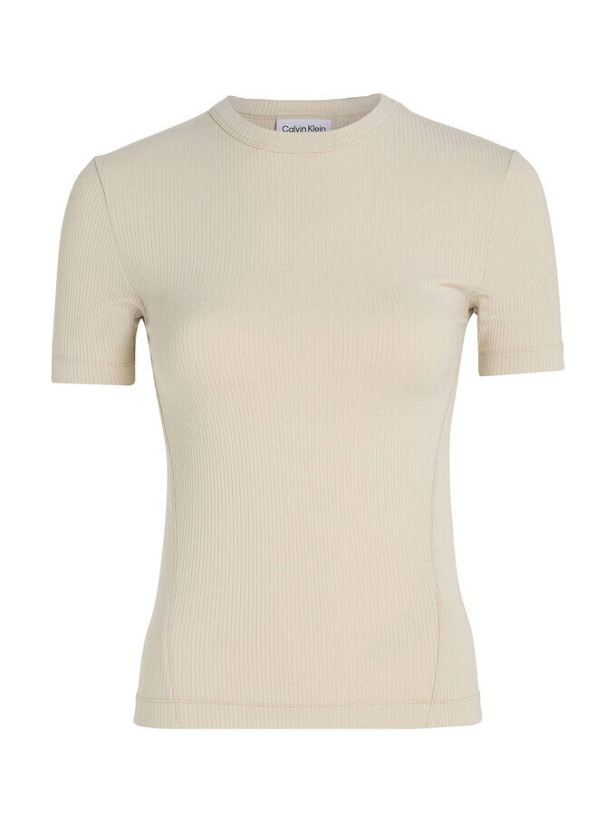 

Футболка из модала, топ в рубчик с круглым вырезом Calvin Klein, серый
