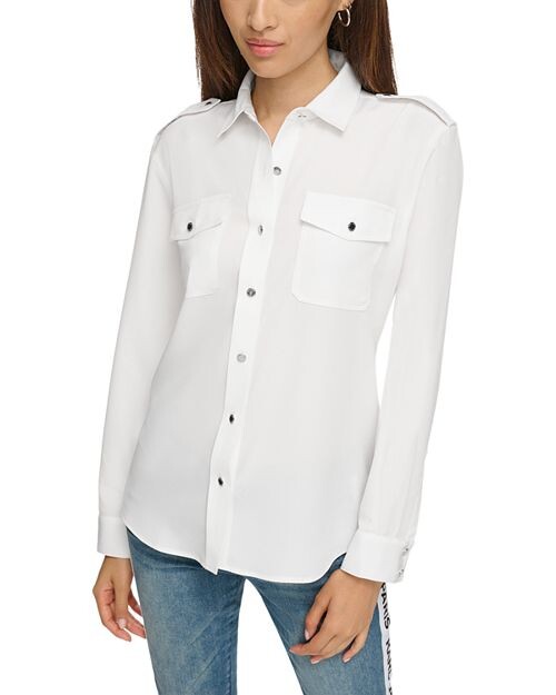 

Эполеты Блузка KARL LAGERFELD PARIS, цвет White