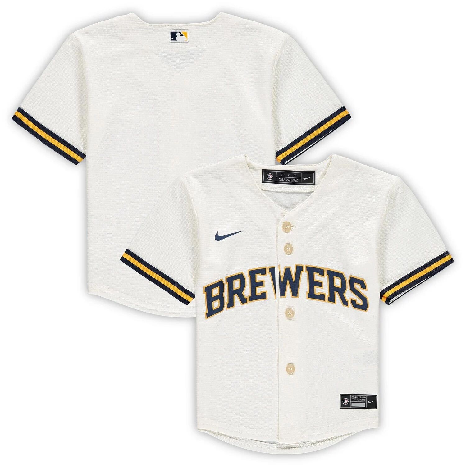 

Официальная футболка команды Nike Cream Milwaukee Brewers для малышей Nike