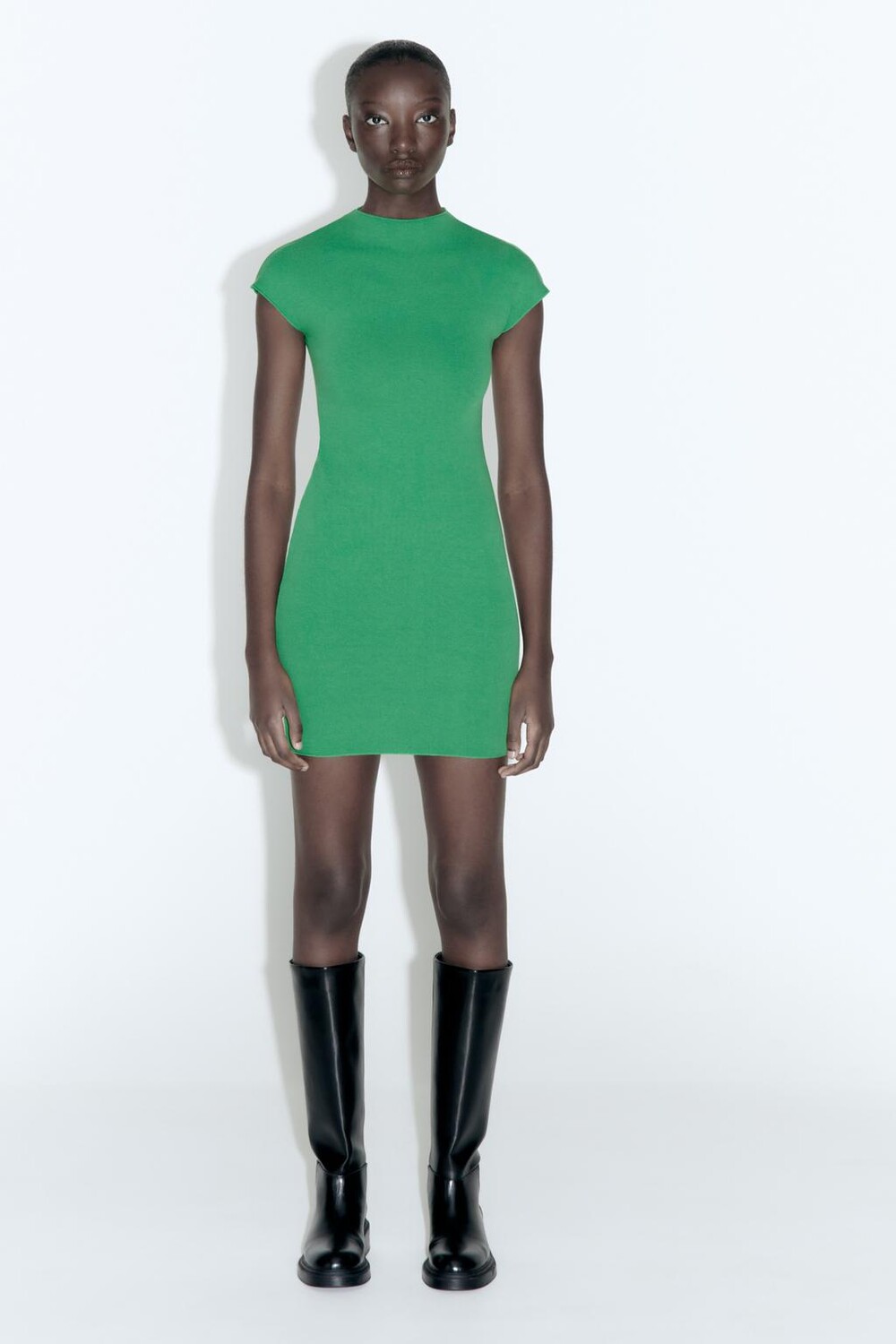 

Короткое трикотажное платье стрейч ZARA, зеленый