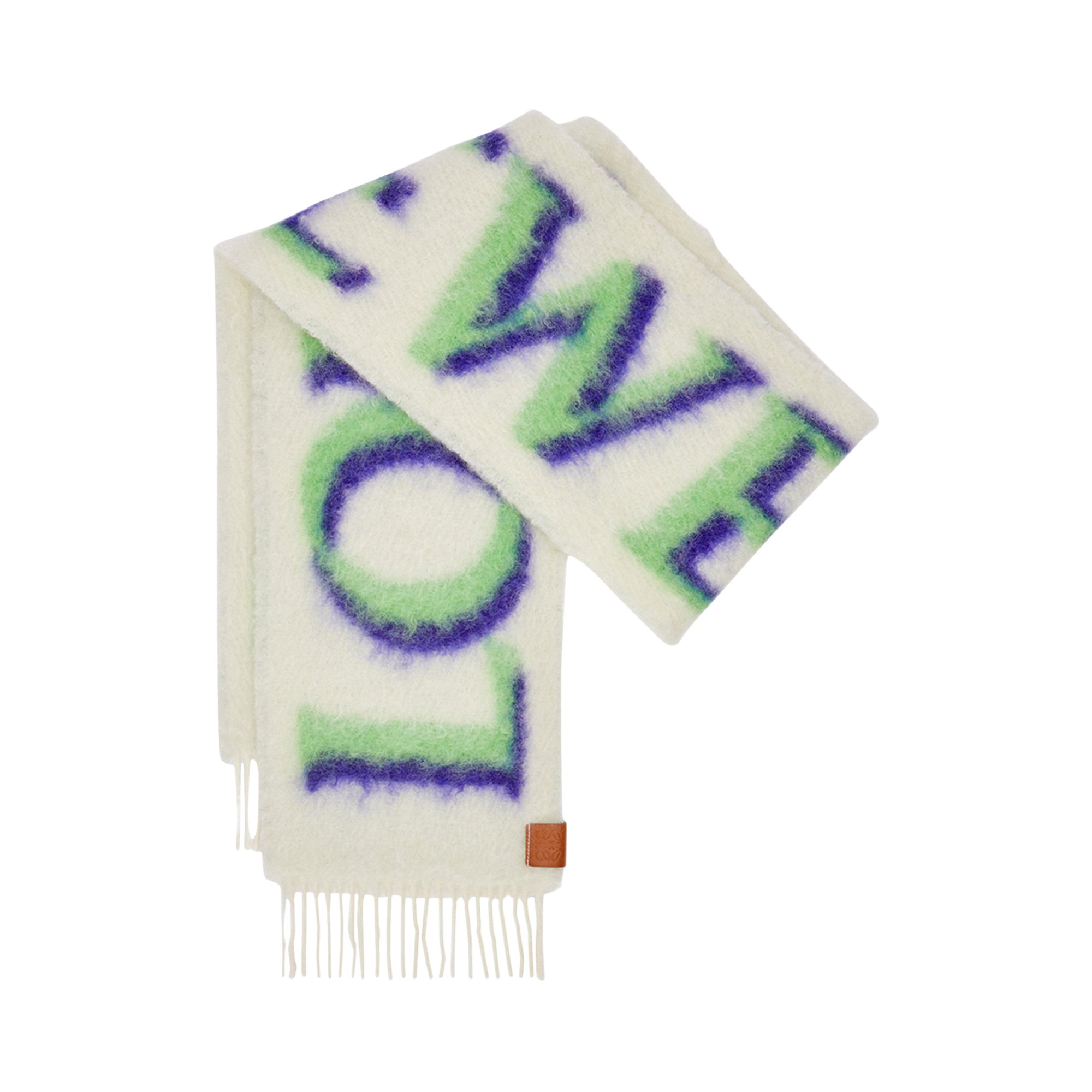 Шарф Loewe из смесовой шерсти с принтом, цвет Белый/Зеленый шарф loewe из смесовой шерсти с принтом цвет белый зеленый