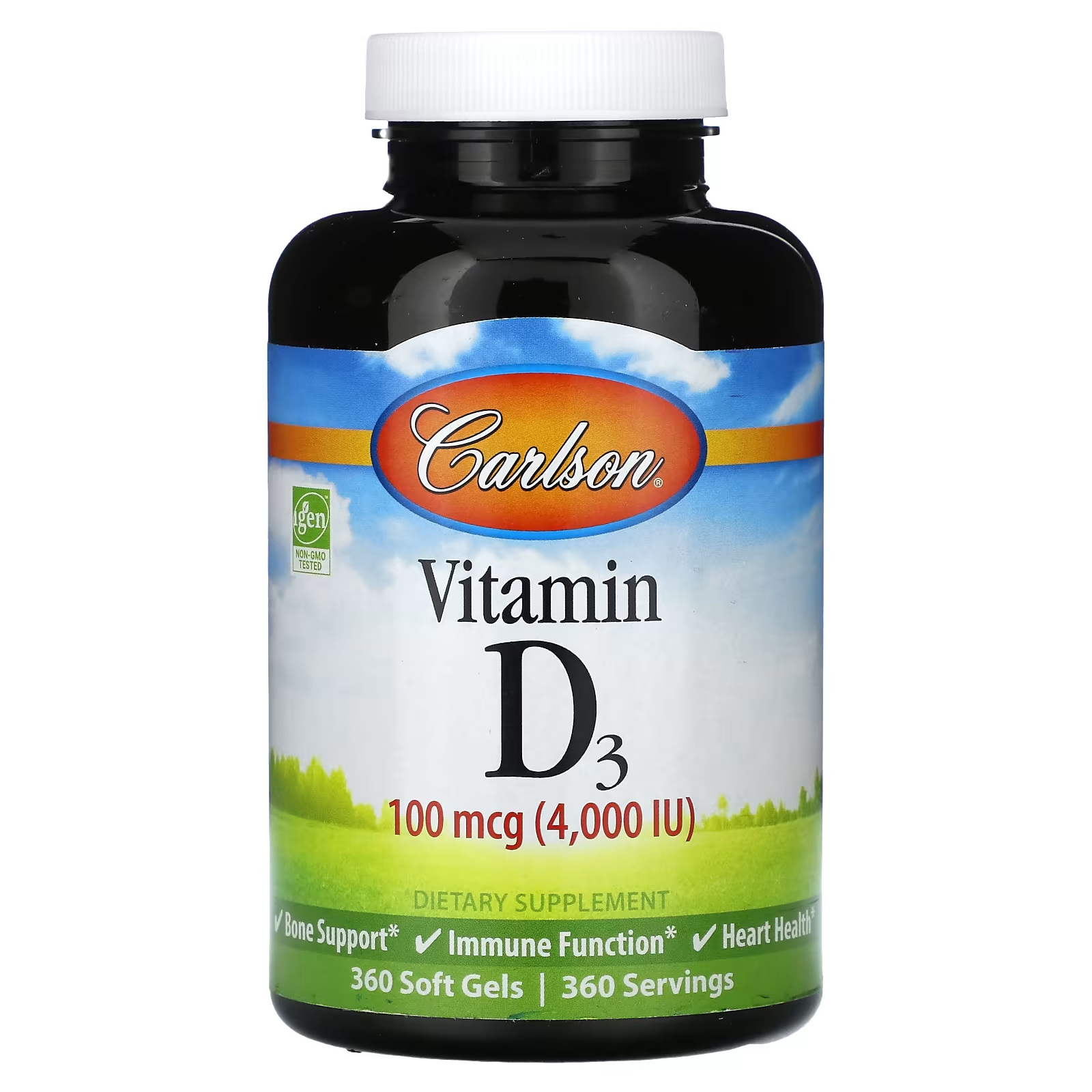Carlson Витамин D3 100 мкг (4000 МЕ) 360 мягких таблеток carlson витамин d3 100 мкг 4000 ме 360 мягких таблеток