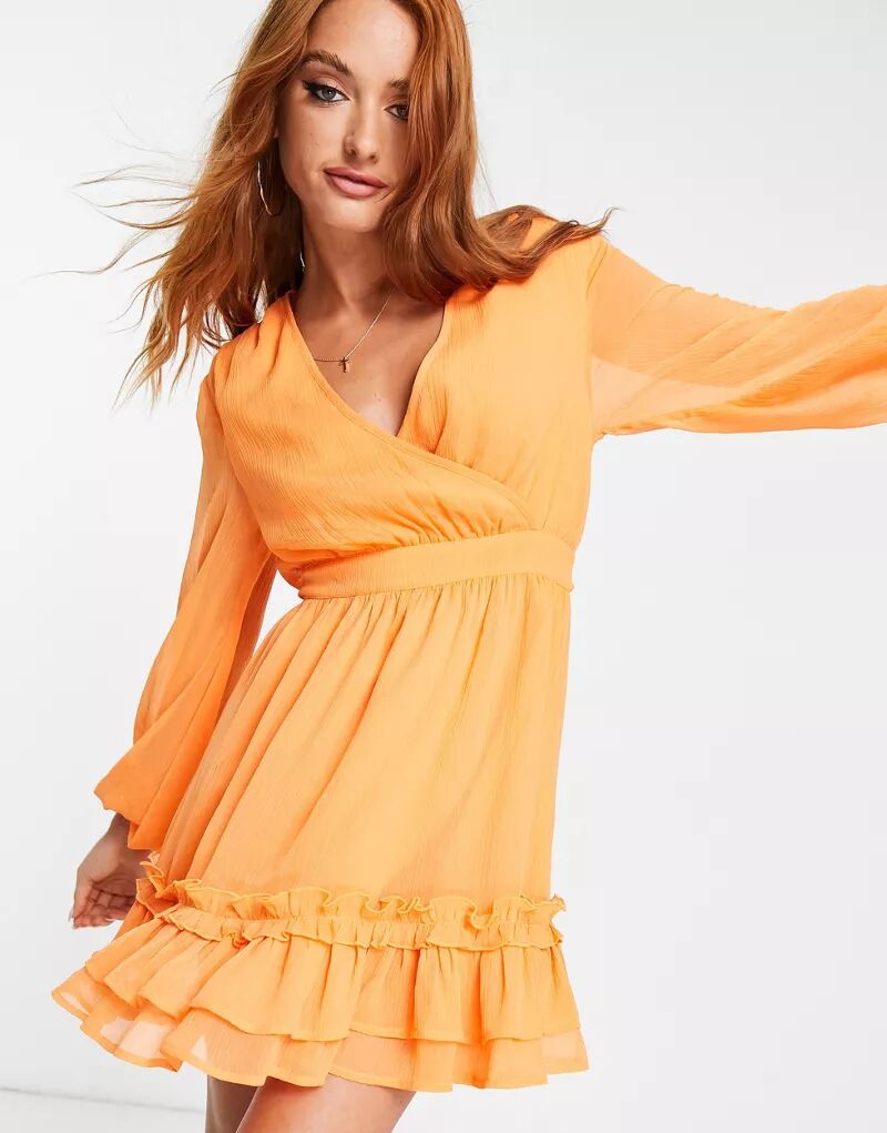 Оранжевое плиссированное мини-платье Reclaimed Vintage Inspired