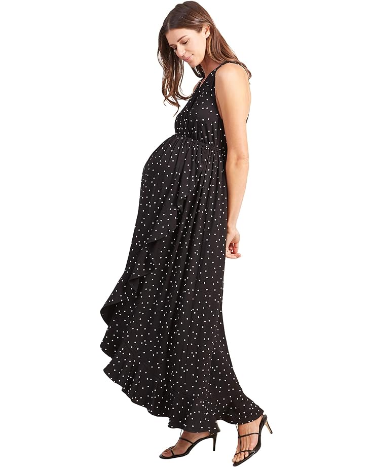 цена Платье Ingrid & Isabel Maternity Racerback Ruffle Skirt Dress, цвет Black Polka Dot Print
