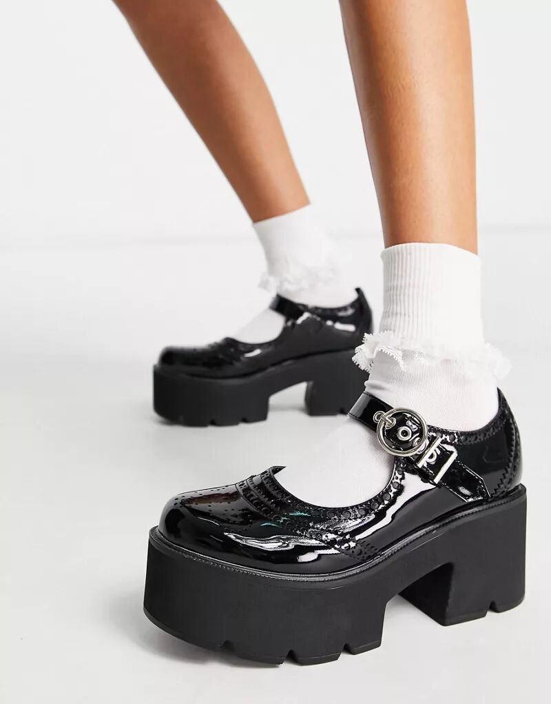 Черные лакированные туфли на массивном каблуке Lamoda Dedicated