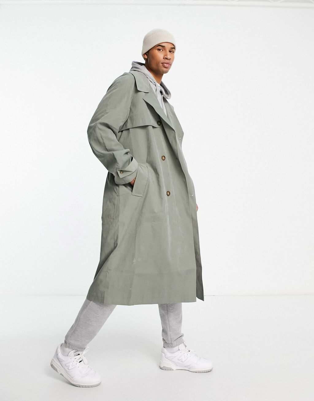 

Объемный тренч цвета хаки ASOS DESIGN