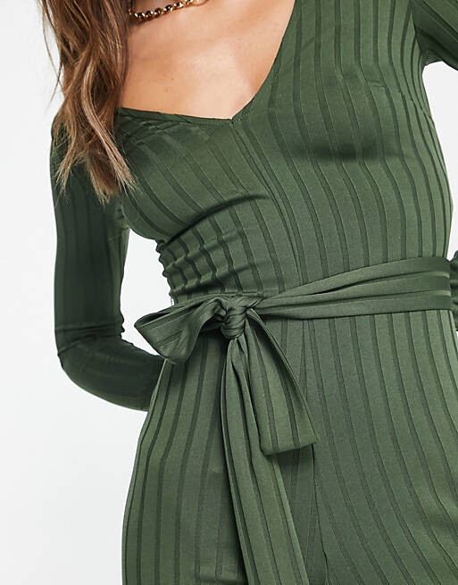 

Трикотажный комбинезон цвета хаки в рубчик ASOS DESIGN