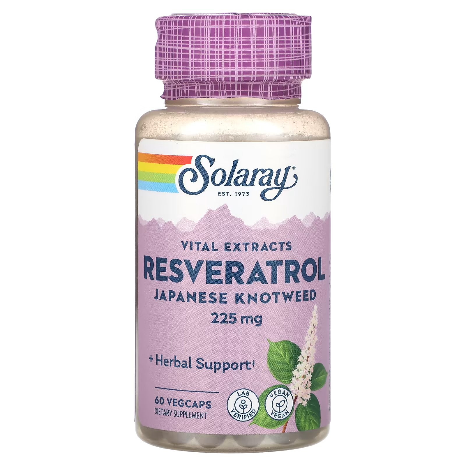 Solaray Vital Extracts Ресвератрол Японский спорыш 225 мг 60 растительных капсул