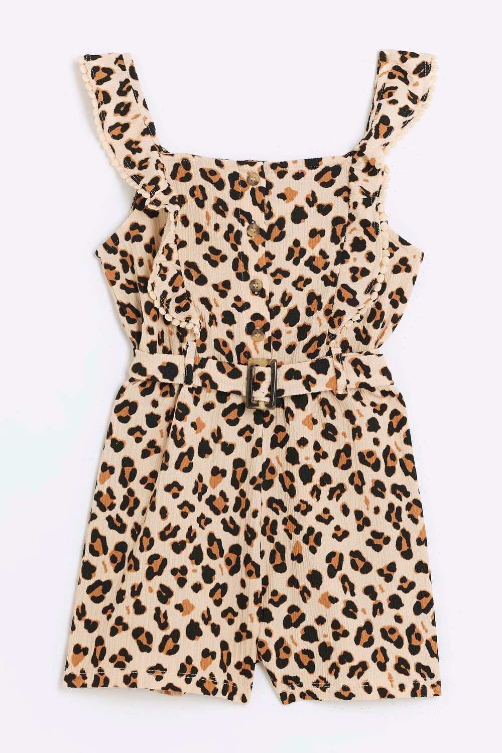 

Комбинезон для девочек с поясом и оборками River Island, коричневый