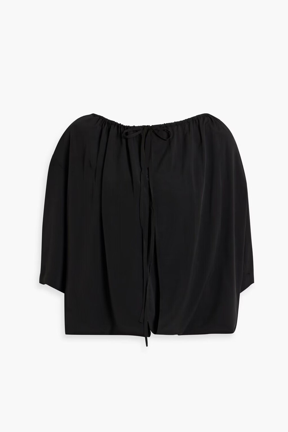 

Многослойный топ из крепдешина с кружевной отделкой Dries Van Noten, черный