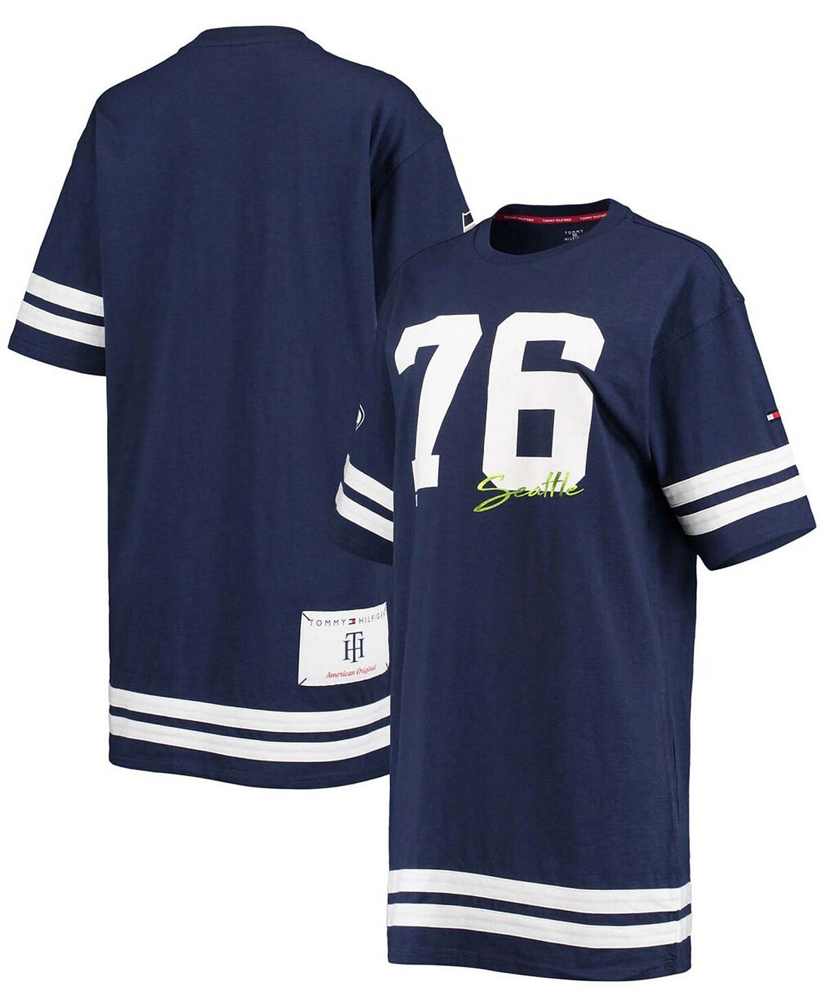

Женское темно-синее платье с короткими рукавами Seattle Seahawks Clair Tommy Hilfiger, Синий
