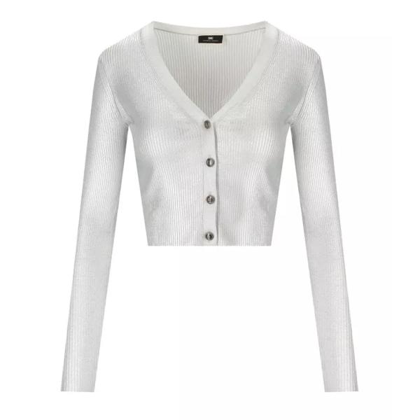 

Кардиган laminated cropped cardigan Elisabetta Franchi, серебряный