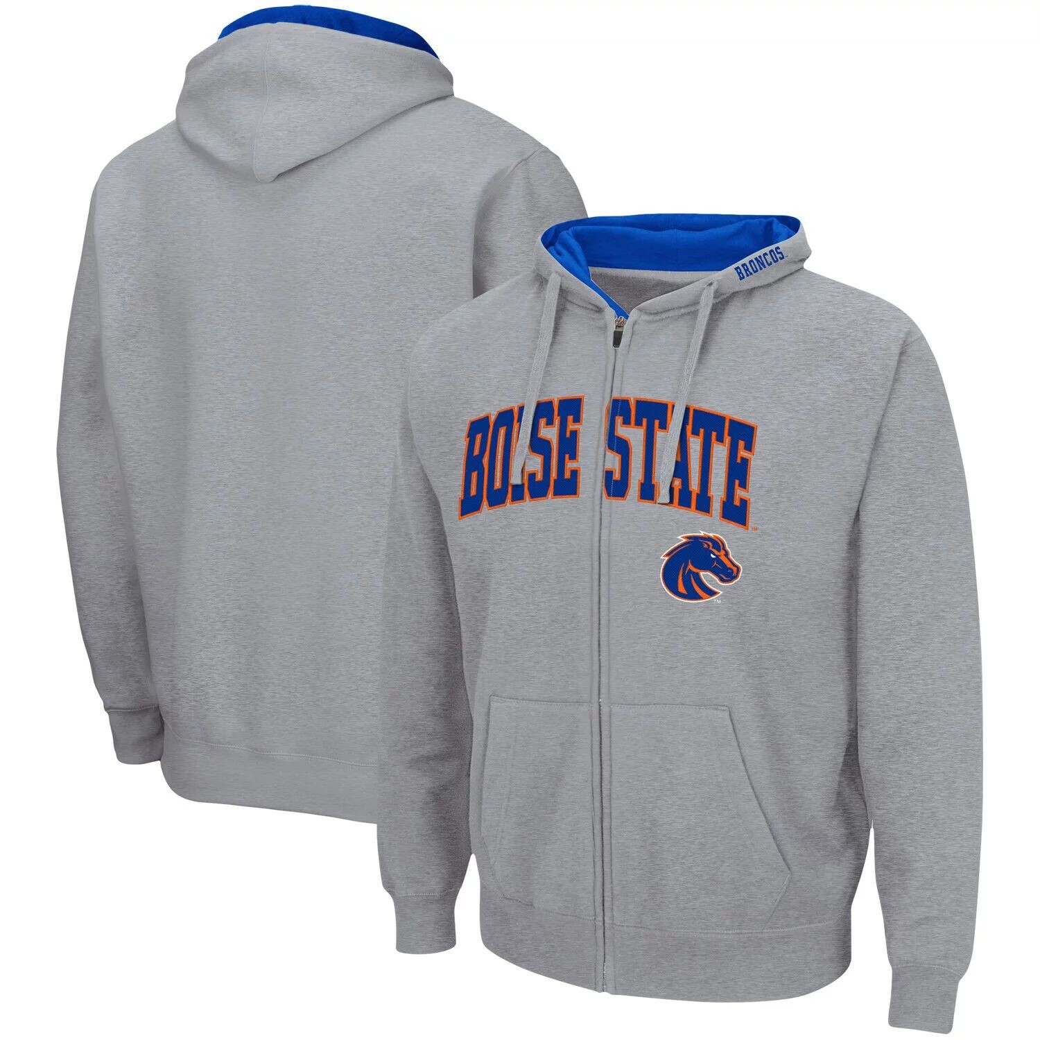 

Мужская серая толстовка с молнией во всю длину Boise State Broncos Arch & Logo 3.0 Colosseum, Серый