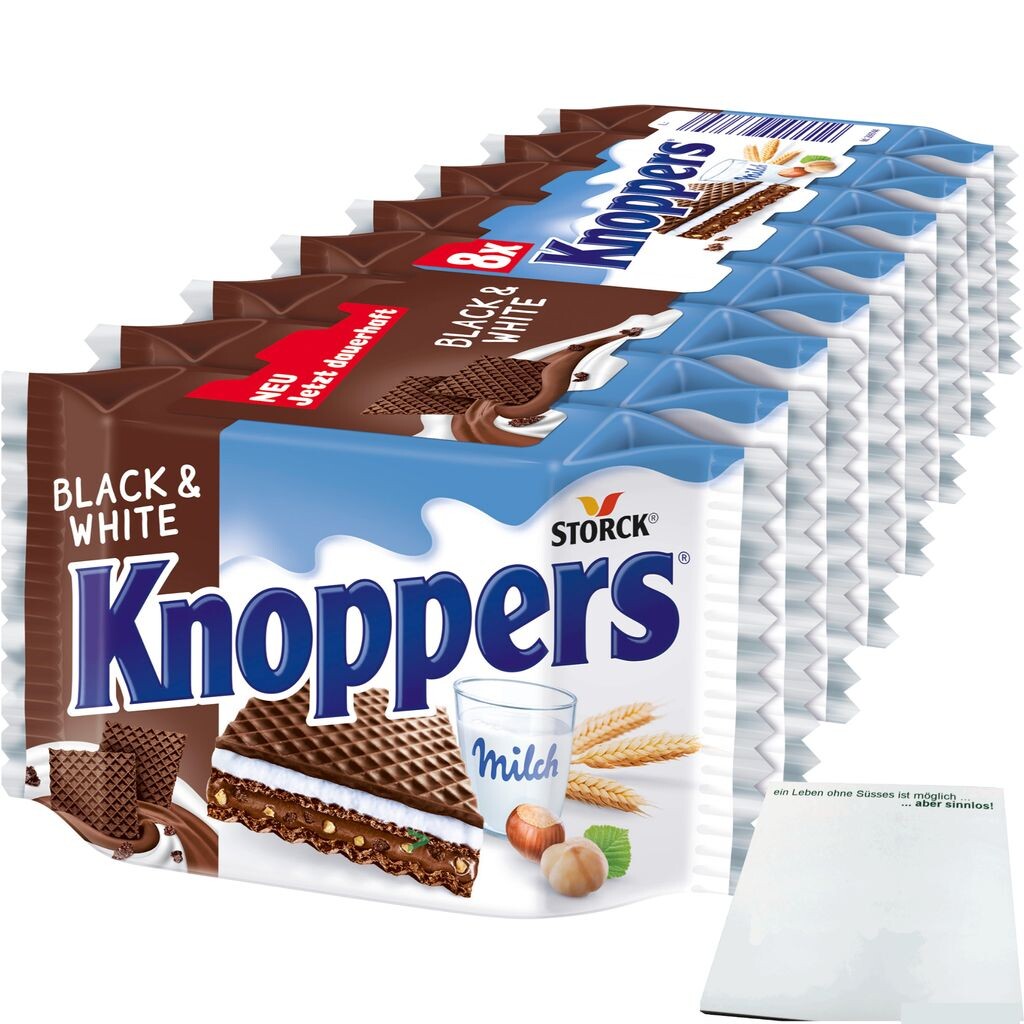 

Knoppers Black and White вафельные ломтики (упаковка 8х25г) + блок usy