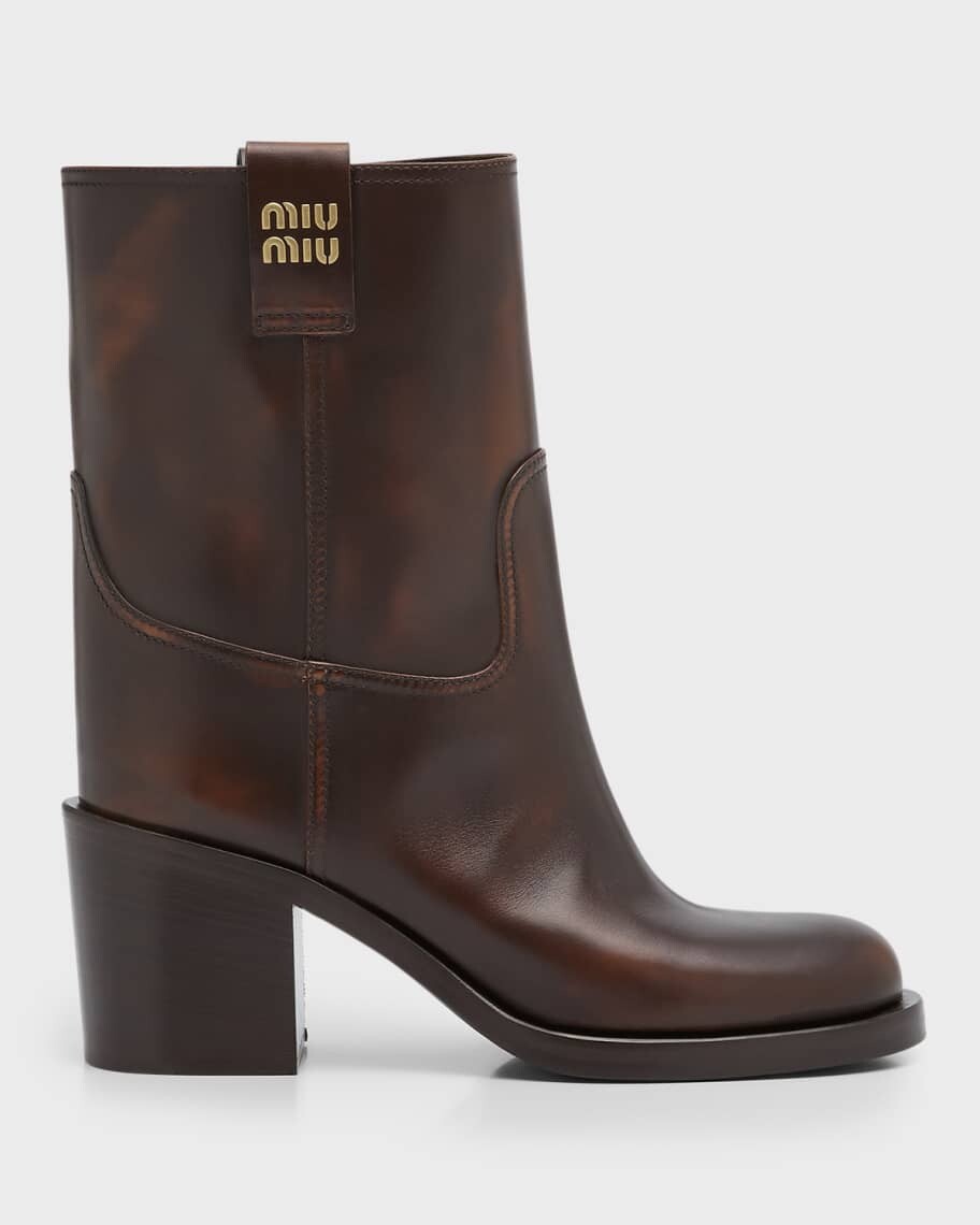 

Ботильоны из телячьей кожи на массивном каблуке Miu Miu