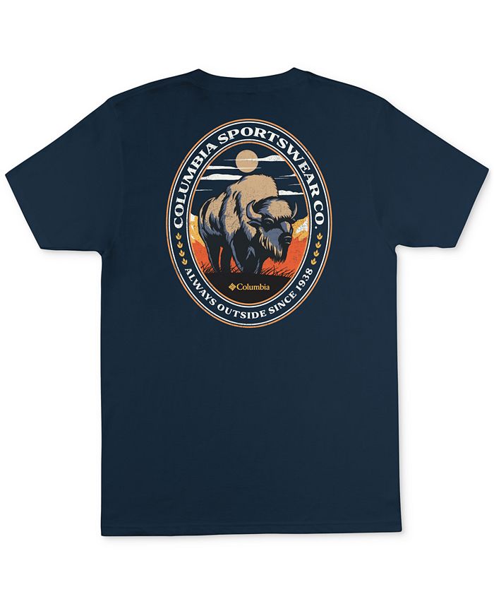 Мужская футболка с коротким рукавом и рисунком буйвола Columbia, синий фотографии