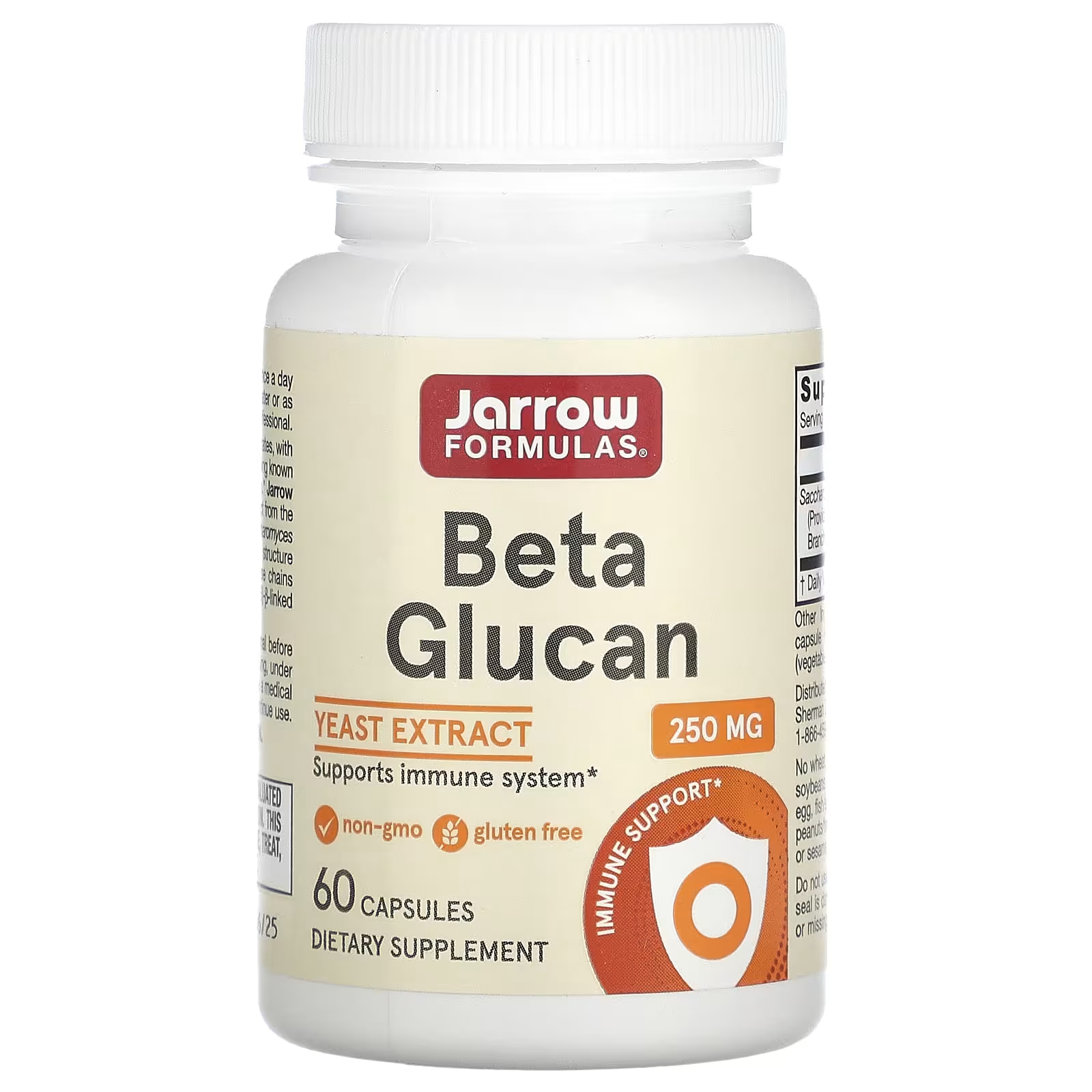 Jarrow Formulas Бета-глюкан 250 мг 60 капсул medicaline бета глюкан истимун 500 мг 100 капсул