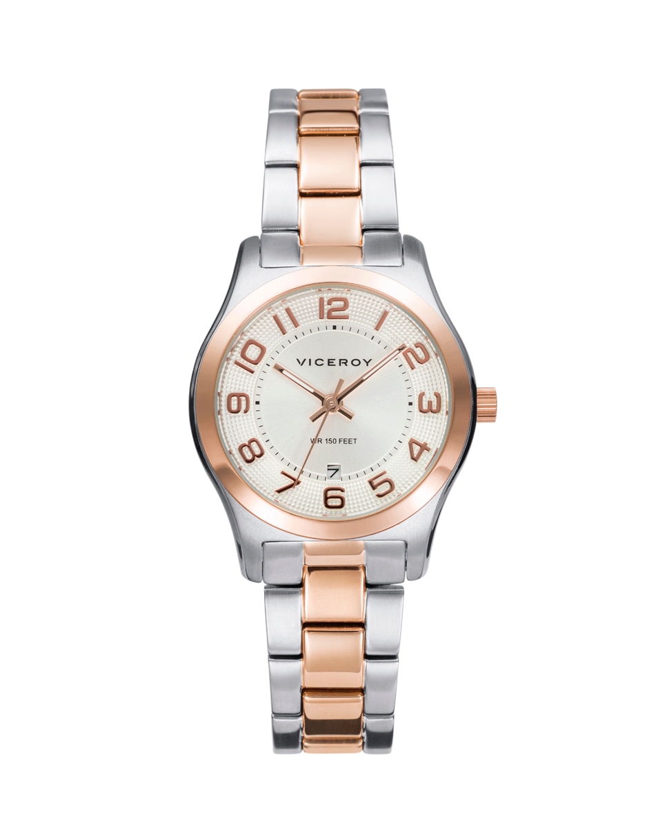 цена Грандиозные женские часы 3 стальные стрелки с розовым IP Viceroy, мультиколор