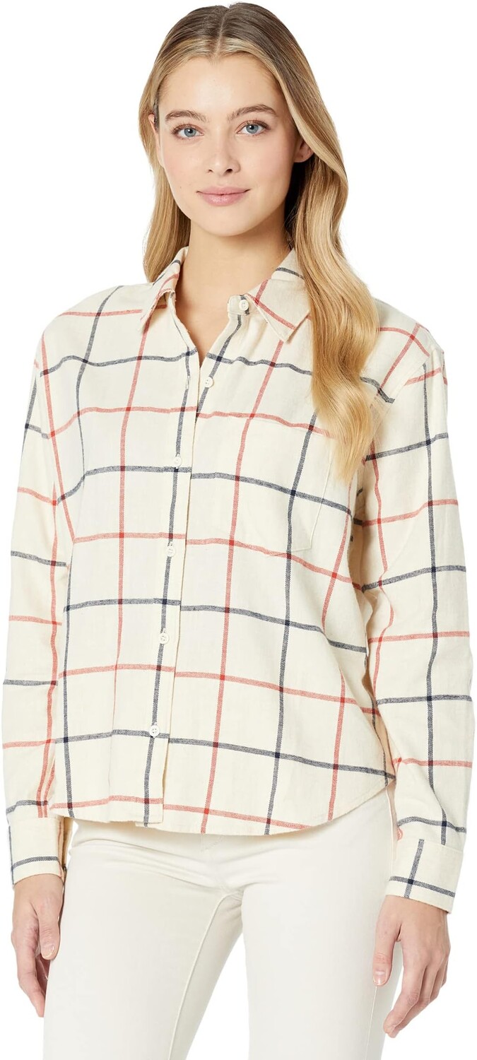 

Рубашка Madewell Flannel Kempton Button-Up Shirt in Windowpane, цвет Ground Madder