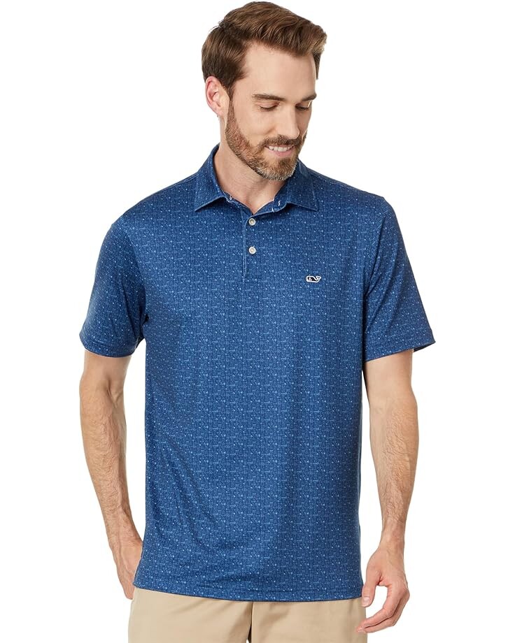 

Поло Vineyard Vines Printed Sankaty Polo, цвет Drinks Blue Bay