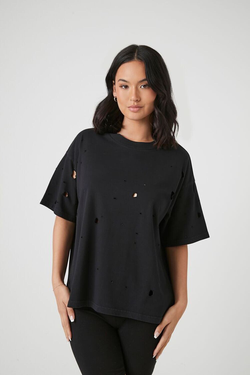

Потертая футболка Crew Forever 21, черный