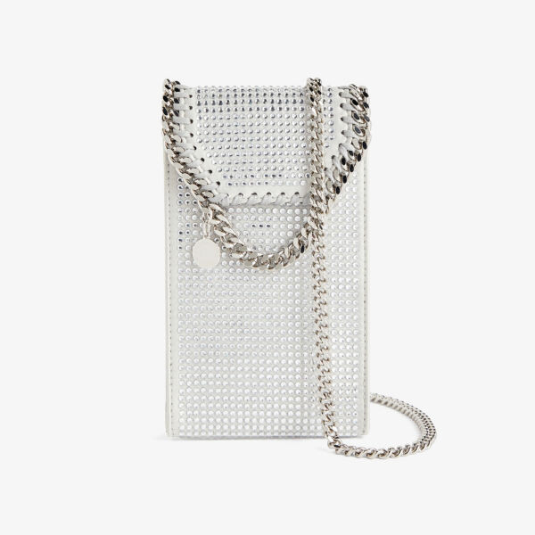 

Атласная сумка через плечо Falabella, украшенная кристаллами Stella Mccartney, серебряный