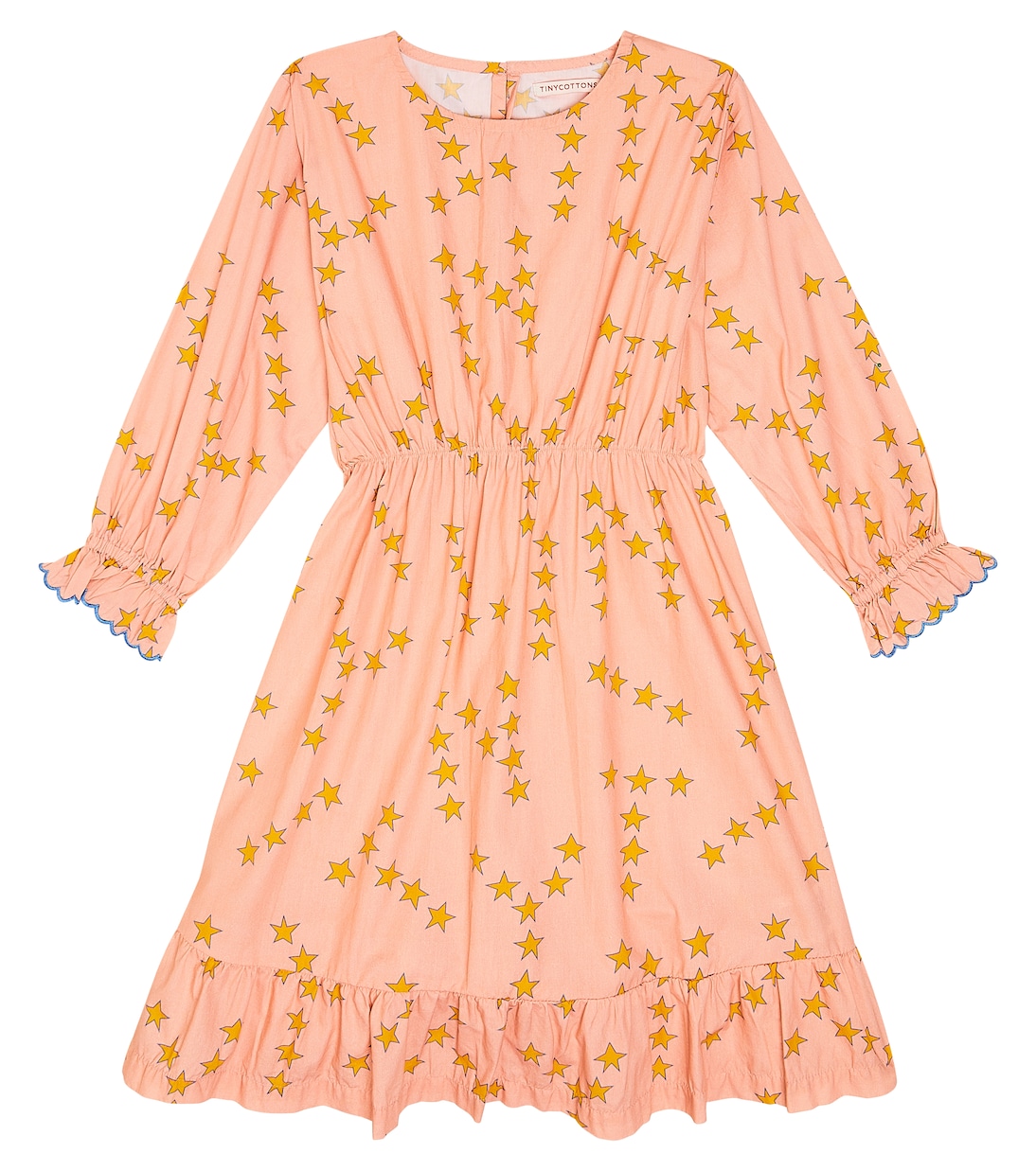 цена Хлопковое платье с оборками и крошечными звездами Tinycottons, розовый