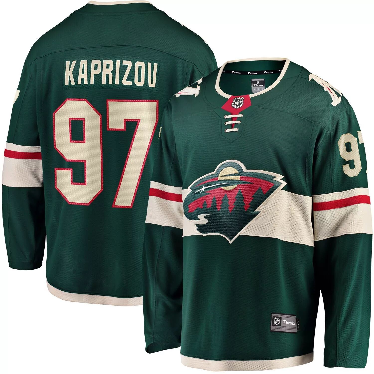 

Мужская зеленая майка с логотипом Кирилла Капризова Minnesota Wild Home Premier Breakaway Player Fanatics, Зеленый