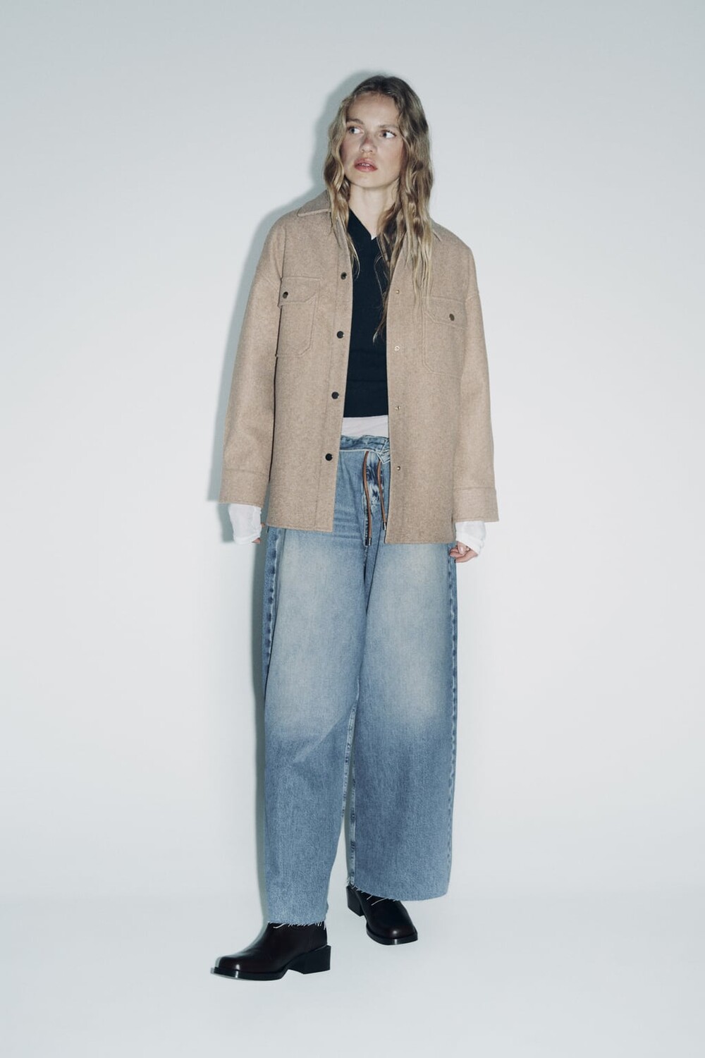 

Мягкая рубашка ZARA, бежевый
